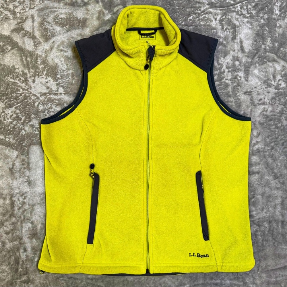 L.L. Bean Yellow and Black Fleece Vest Size M